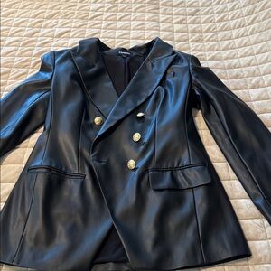 Express Black Blazer with Gold Accents - Pleather